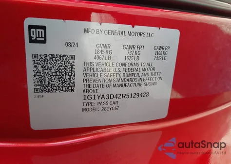 2024 Chevrolet Corvette Stingray Rwd 1Lt from USA, damaged, VIN 1G1YA3D42R5129428